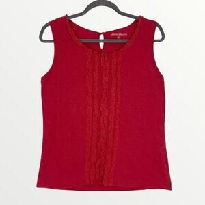 Eddie Bauer Pink Ruffled Tank Top Blouse